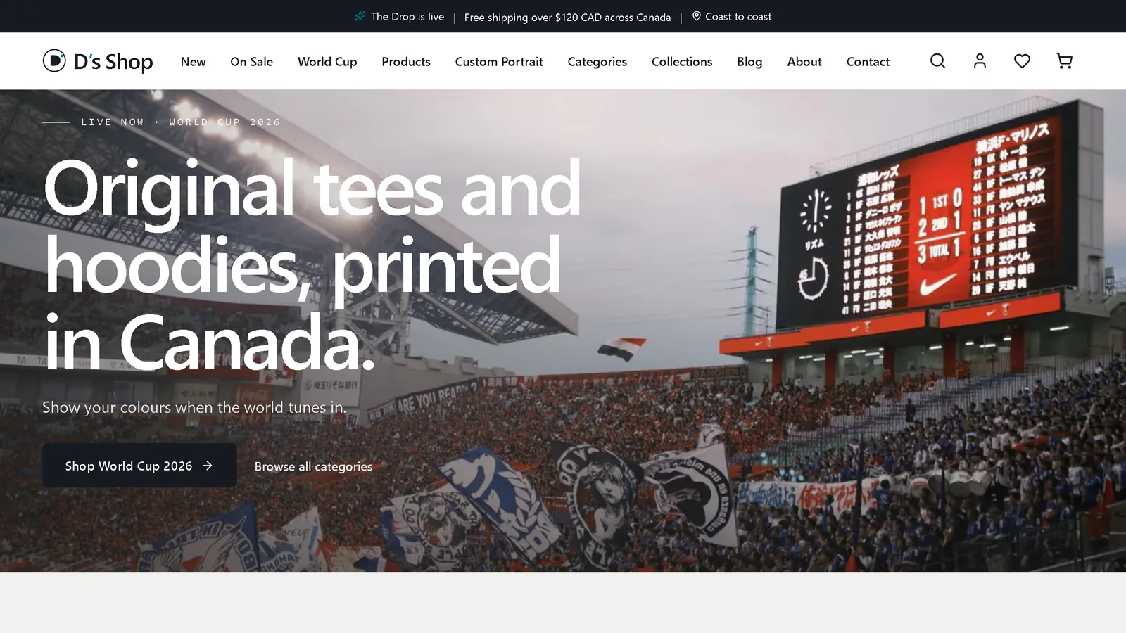 D's Shop, a Canadian print-on-demand apparel store built headless on Shopify by Cressoft Technology