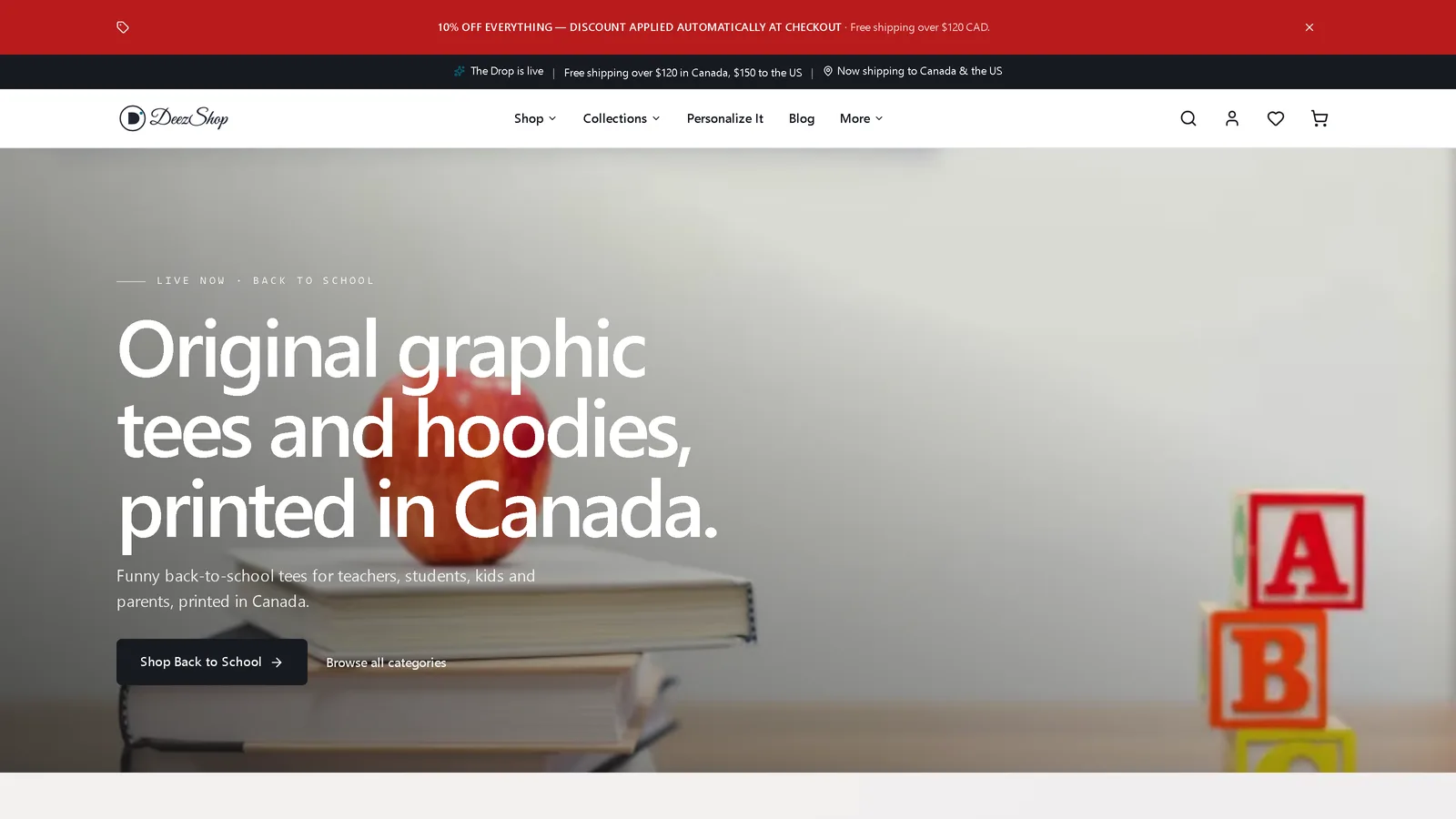 DeezShop, a Canadian print-on-demand apparel store built headless on Shopify by Cressoft Technology